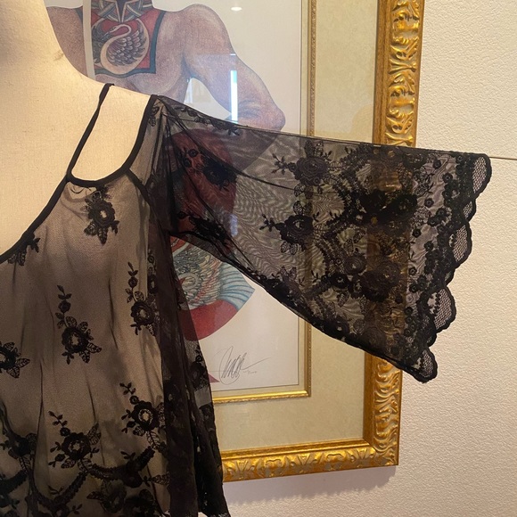 Black off shoulder sheer blouse - Picture 5 of 11